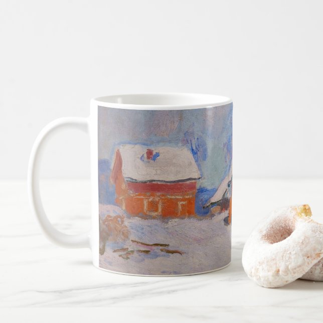 Claude Monet - Norway, Red Houses at Bjornegaard Coffee Mug (With Donut)