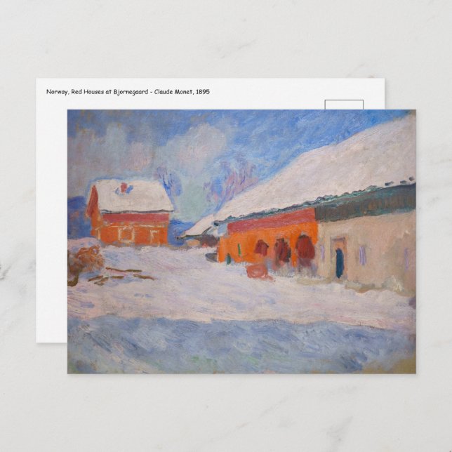 Claude Monet - Norway, Red Houses at Bjornegaard Postcard (Front/Back)