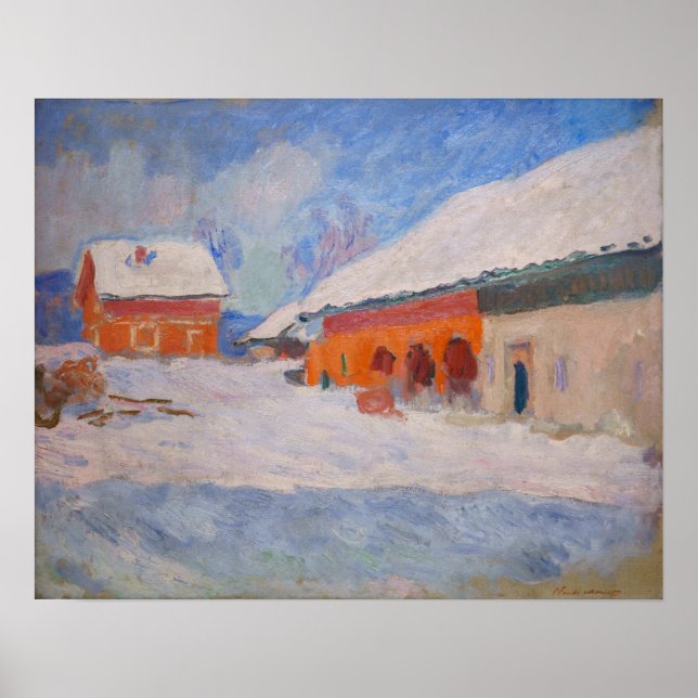 Claude Monet - Norway, Red Houses at Bjornegaard Poster (Front)