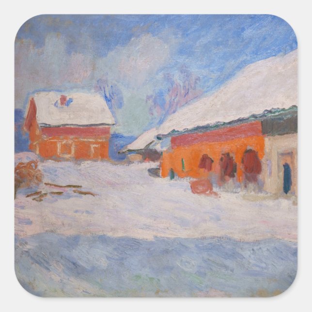 Claude Monet - Norway, Red Houses at Bjornegaard Square Sticker (Front)