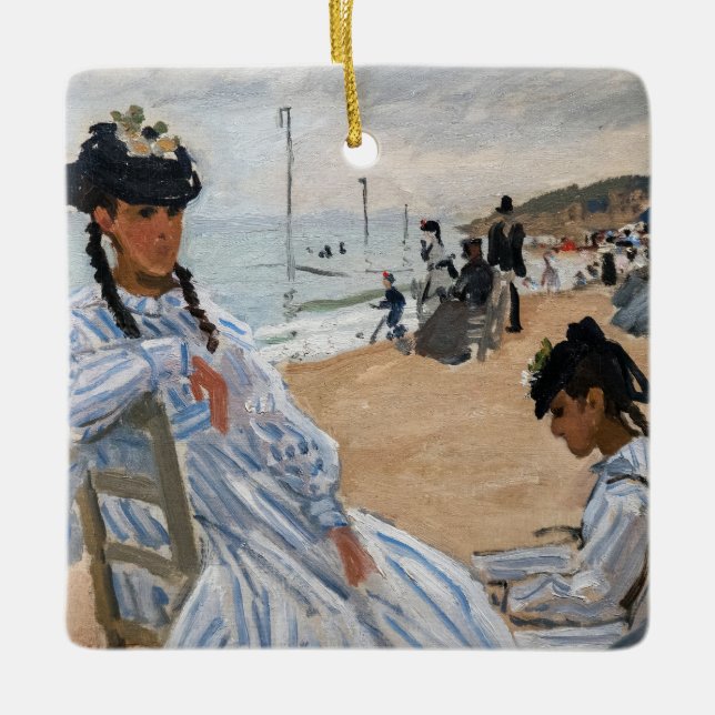 Claude Monet - On the Beach at Trouville Ceramic Ornament (Front)