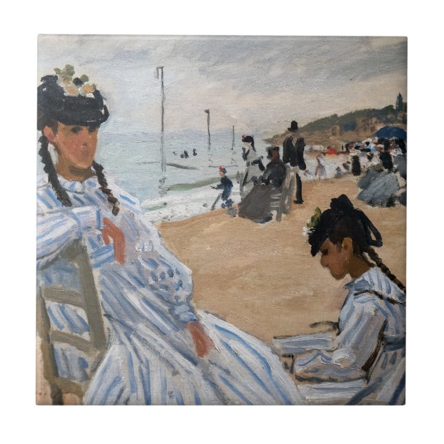 Claude Monet - On the Beach at Trouville Ceramic Tile (Front)