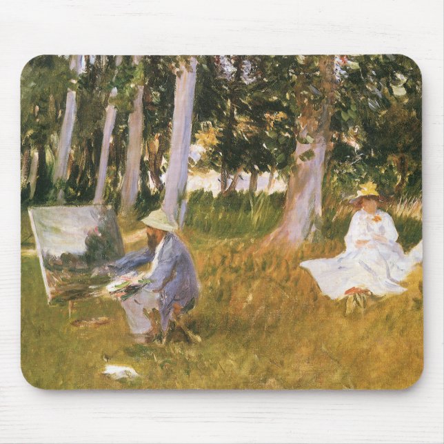 Claude Monet Painting, Edge of a Wood by Sargent Mouse Pad (Front)