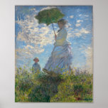 Claude Monet Painting of Lady with Parasol Poster<br><div class="desc">Claude Monet's 'Lady with a Parasol' which is of Mrs. Monet and her son. Beautiful,  evocative painting of a perfect summer day. The blue sky and white clouds shimmer with the nuances of colour that Monet was able to create with his paints.</div>