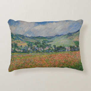 Claude Monet Painting, Poppy Field at Giverny Decorative Cushion
