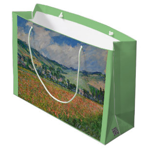 Claude Monet Painting, Poppy Field at Giverny Large Gift Bag