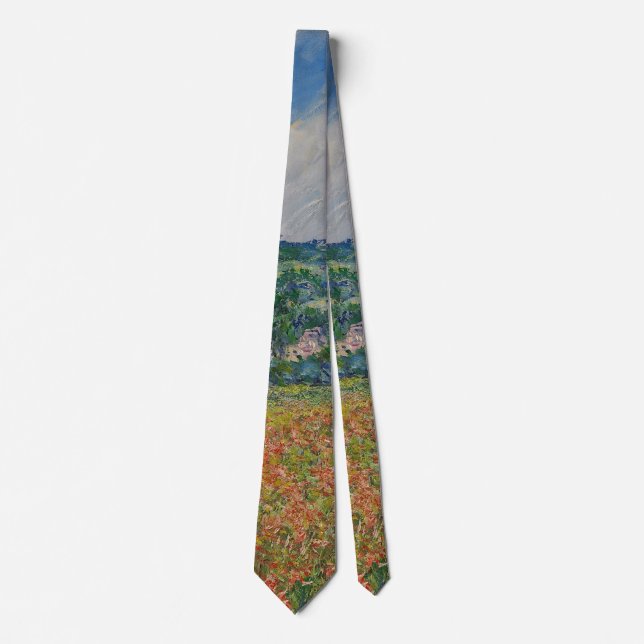Claude Monet Painting, Poppy Field at Giverny Tie (Front)