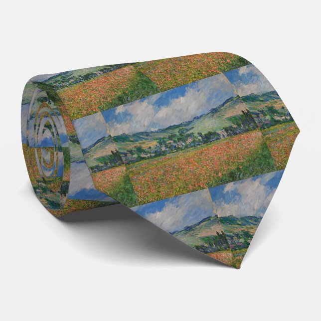 Claude Monet Painting, Poppy Field at Giverny Tie (Rolled)