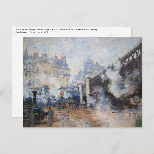 Claude Monet - Pont de l'Europe, Gare Saint-Lazare Postcard (Front/Back)