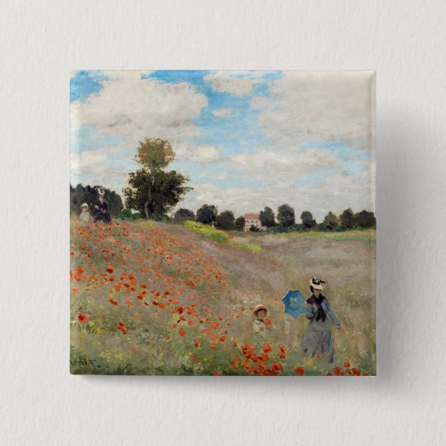Claude Monet - Poppy Field 15 Cm Square Badge (Front)
