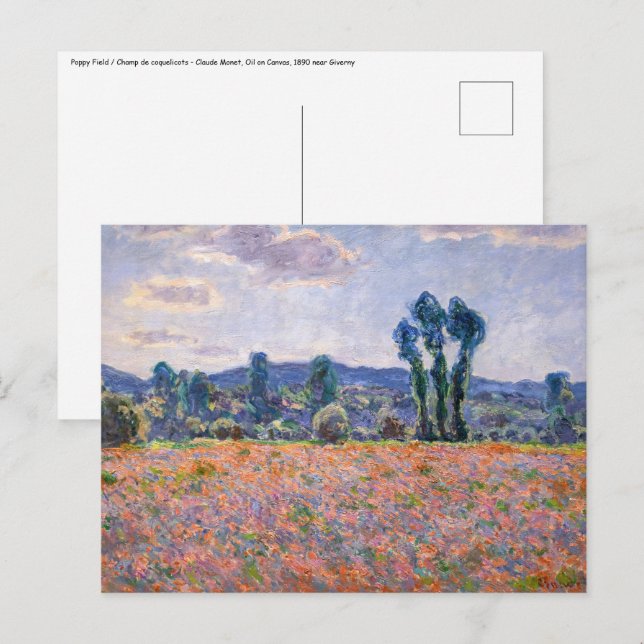 Claude Monet - Poppy Field 1890 (Giverny) Postcard (Front/Back)