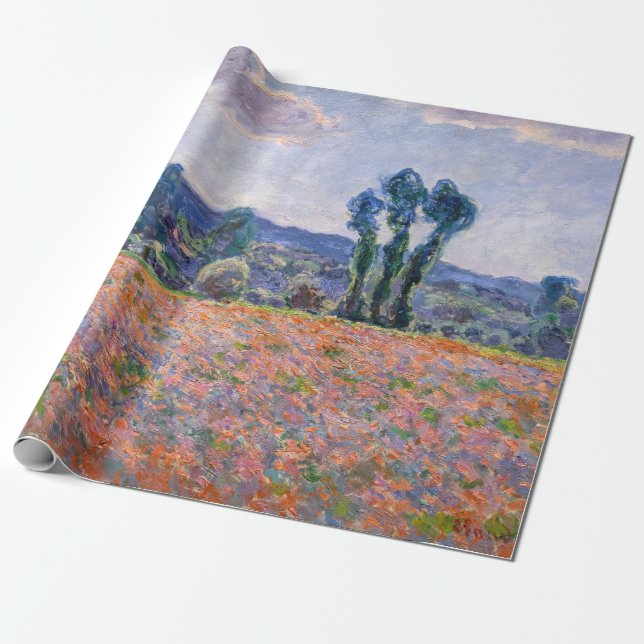Claude Monet - Poppy Field 1890 (Giverny) Wrapping Paper (Unrolled)