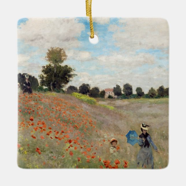 Claude Monet - Poppy Field Ceramic Ornament (Front)
