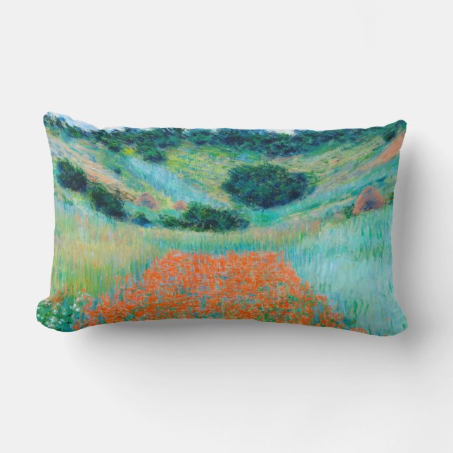 Claude Monet Poppy field in a hole near giverny Lumbar Cushion (Front)