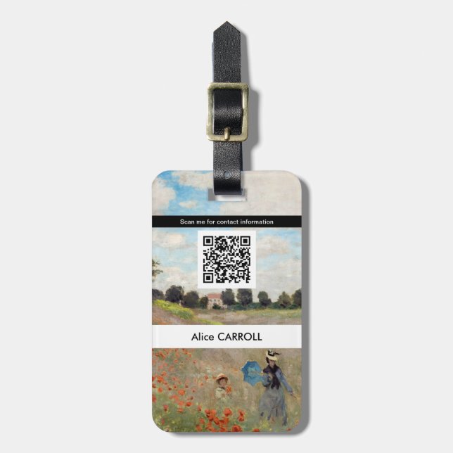 Claude Monet - Poppy Field - QR Code Luggage Tag (Front Vertical)