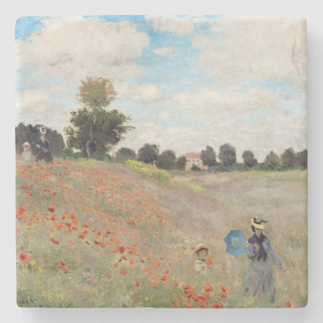 Claude Monet - Poppy Field Stone Coaster (Front)