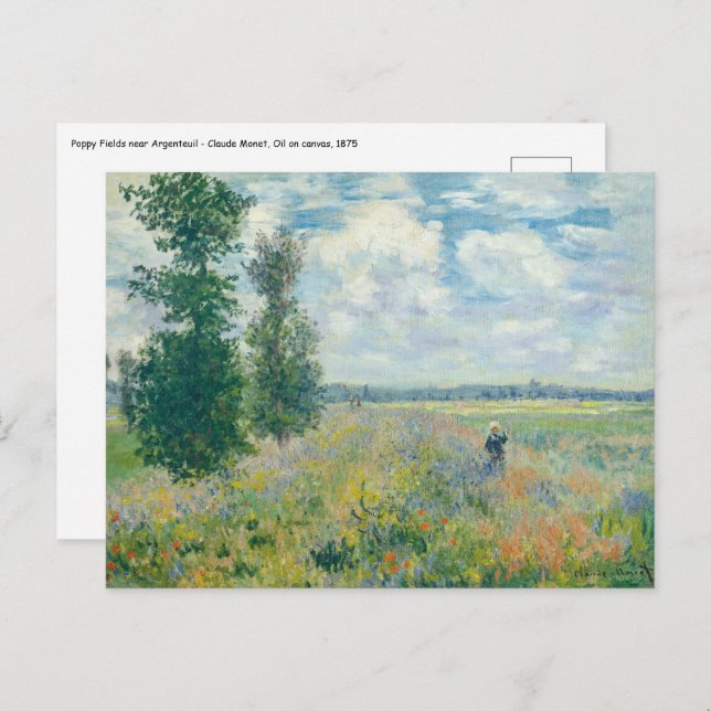 Claude Monet - Poppy Fields near Argenteuil (1875) Postcard (Front/Back)