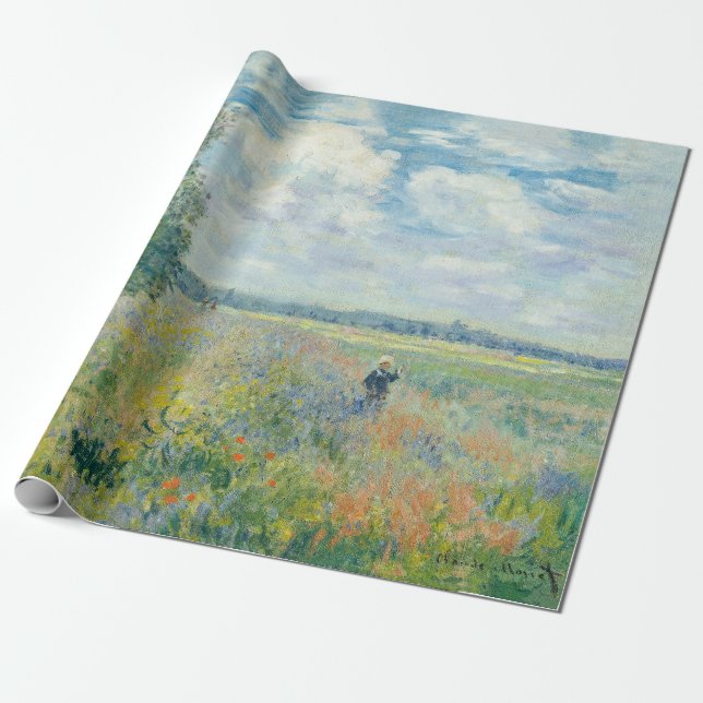 Claude Monet - Poppy Fields near Argenteuil (1875) Wrapping Paper (Unrolled)