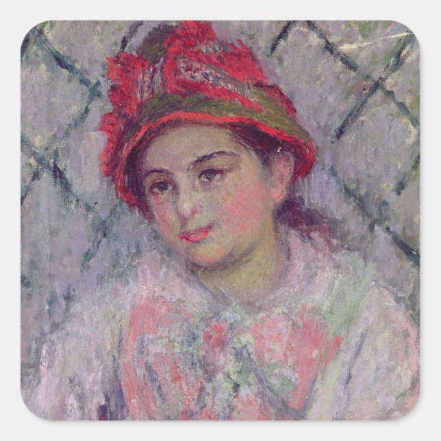 Claude Monet | Portrait of Blanche Hoschede Square Sticker (Front)