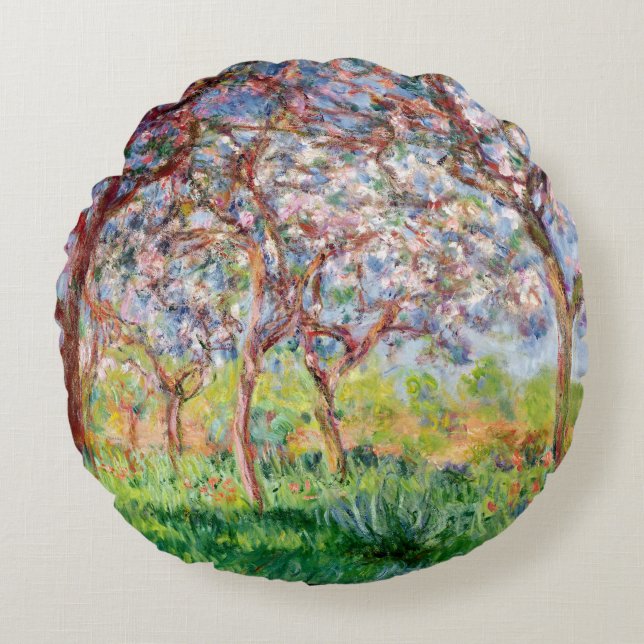 Claude Monet | Printemps a Giverny, 1903 Round Cushion (Front)