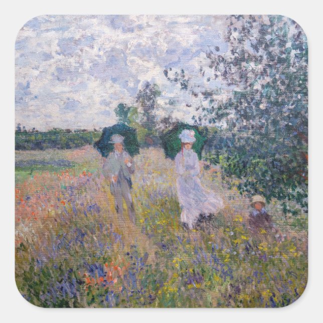 Claude Monet - Promenade near Argenteuil Square Sticker (Front)