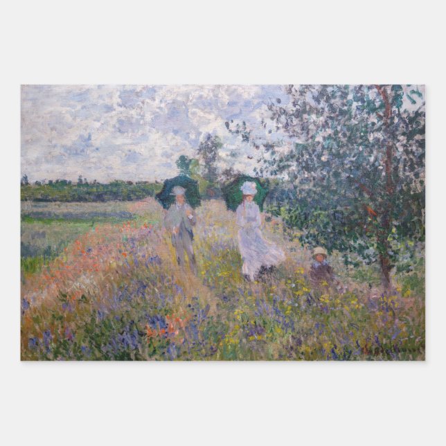 Claude Monet - Promenade near Argenteuil Wrapping Paper Sheet (Front)