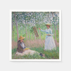 Claude Monet Reading Classic Outdoor Painting Napkin