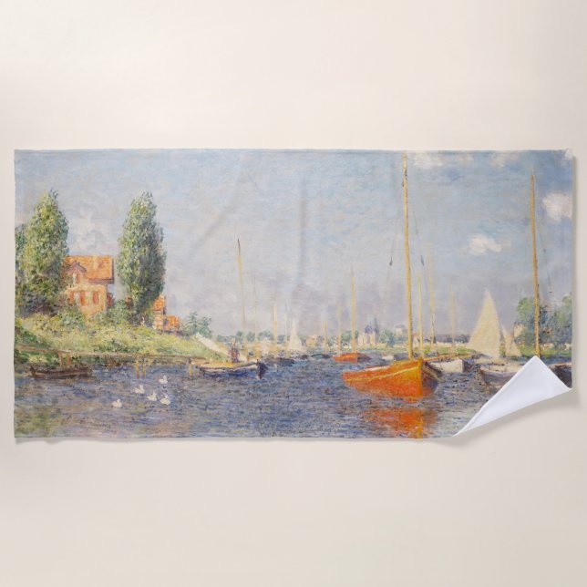 Claude Monet. Red Boats, Argenteuil Beach Towel (Front)