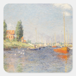 Claude Monet. Red Boats, Argenteuil Square Sticker