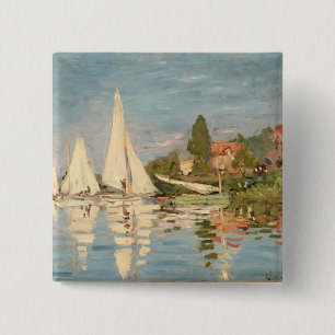 Claude Monet Regatta at Argenteuil, c.1872 15 Cm Square Badge