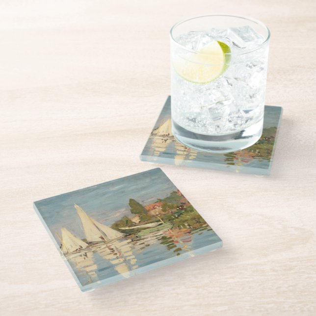 Claude Monet | Regatta at Argenteuil, c.1872 Glass Coaster (Angled)