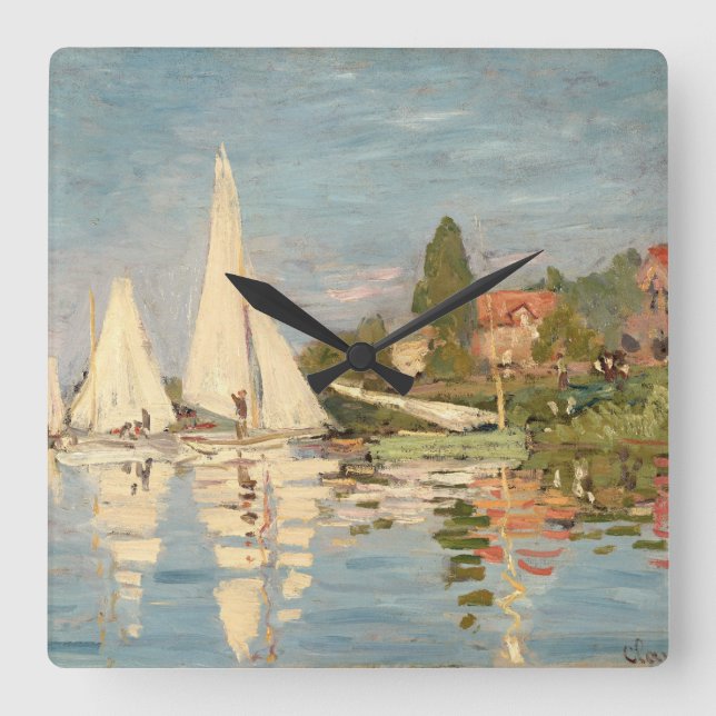 Claude Monet | Regatta at Argenteuil, c.1872 Square Wall Clock (Front)
