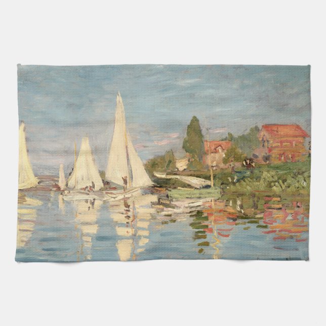 Claude Monet | Regatta at Argenteuil, c.1872 Tea Towel (Horizontal)