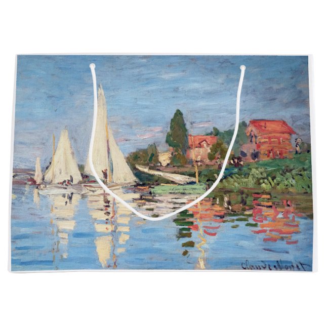 Claude Monet - Regattas at Argenteuil Large Gift Bag (Front)