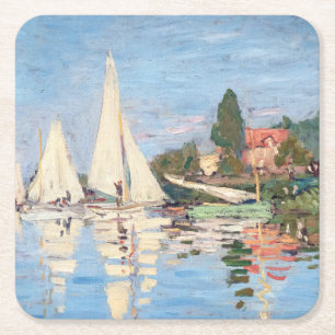 Claude Monet - Regattas at Argenteuil Square Paper Coaster