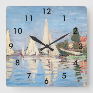 Claude Monet - Regattas at Argenteuil Square Wall Clock
