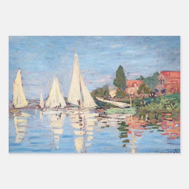 Claude Monet - Regattas at Argenteuil Wrapping Paper Sheet (Front)
