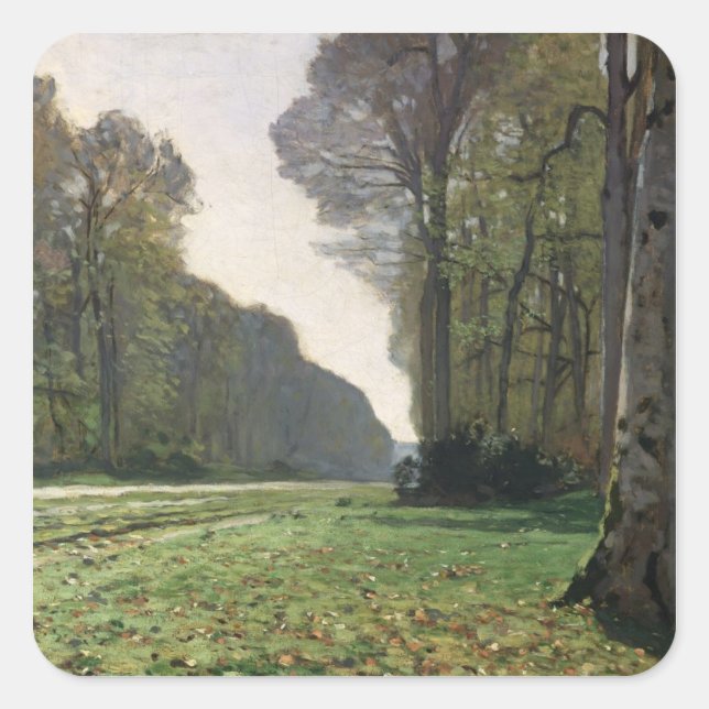Claude Monet | Road to Bas-Breau, Fontainebleau Square Sticker (Front)