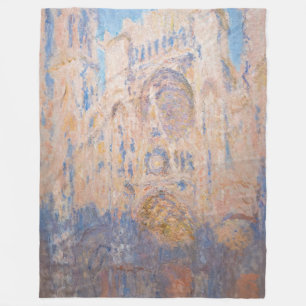 Claude Monet - Rouen Cathedral at sunset Fleece Blanket
