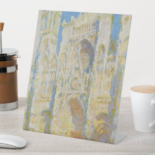 Claude Monet Rouen Cathedral Portal Morning Light Pedestal Sign