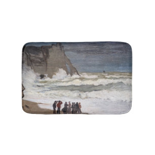 Claude Monet - Rough Sea at Etretat Bath Mat