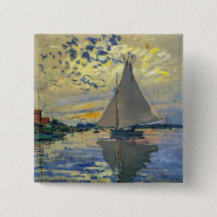 Claude Monet - Sailboat at Le Petit-Gennevilliers 15 Cm Square Badge