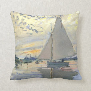 Claude Monet - Sailboat At Le Petit Gennevilliers Cushion