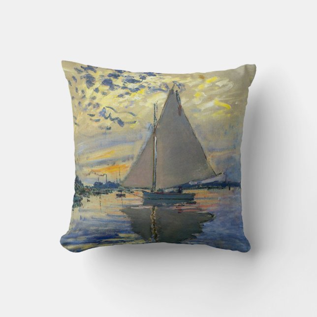 Claude Monet - Sailboat at Le Petit-Gennevilliers Cushion (Front)