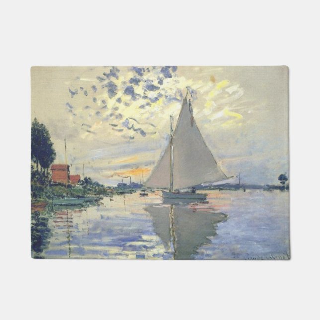 Claude Monet - Sailboat At Le Petit Gennevilliers Doormat (Front)