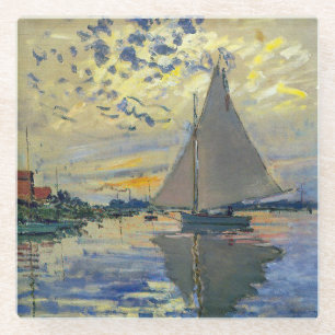 Claude Monet - Sailboat at Le Petit-Gennevilliers Glass Coaster