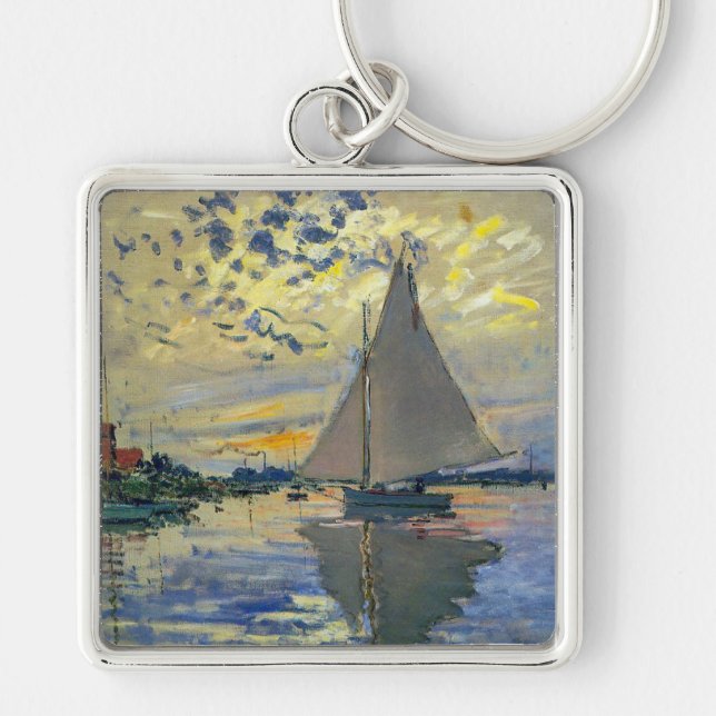 Claude Monet - Sailboat at Le Petit-Gennevilliers Key Ring (Front)