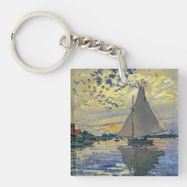 Claude Monet - Sailboat at Le Petit-Gennevilliers Key Ring (Front)
