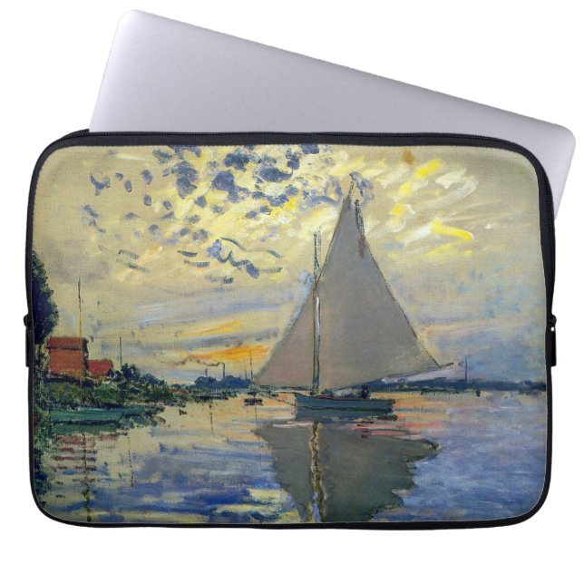 Claude Monet - Sailboat at Le Petit-Gennevilliers Laptop Sleeve (Front)