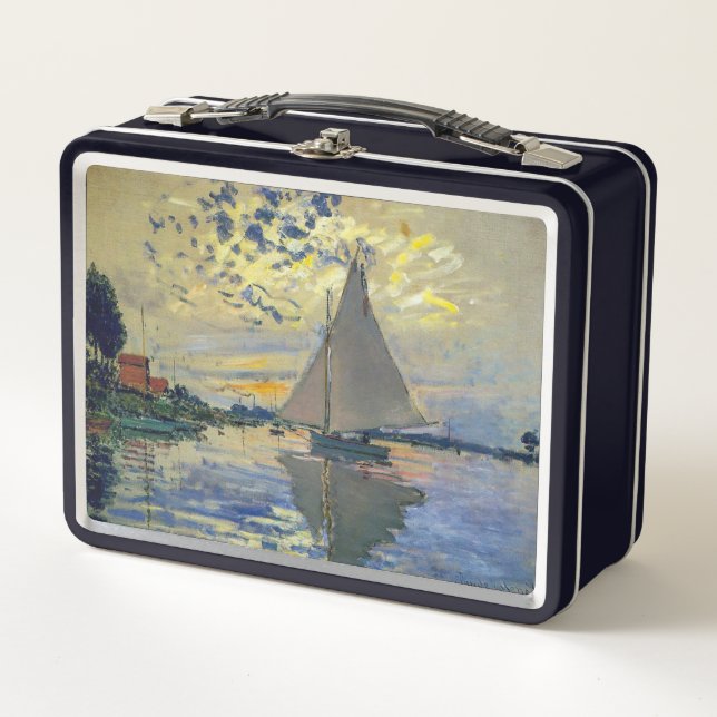 Claude Monet - Sailboat at Le Petit-Gennevilliers Metal Lunch Box (Front)